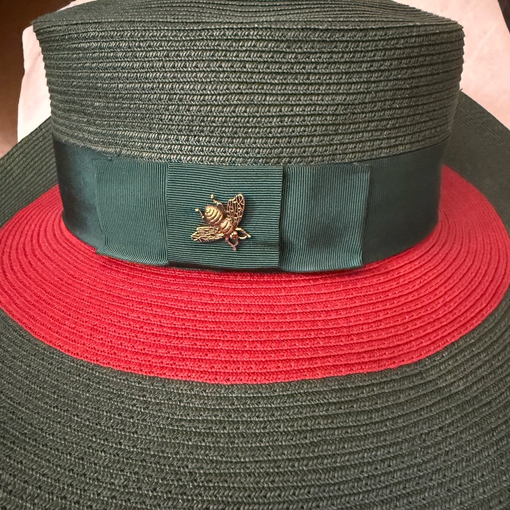 Green and Red Straw Hat with Ribbon - Picture 4 of 11